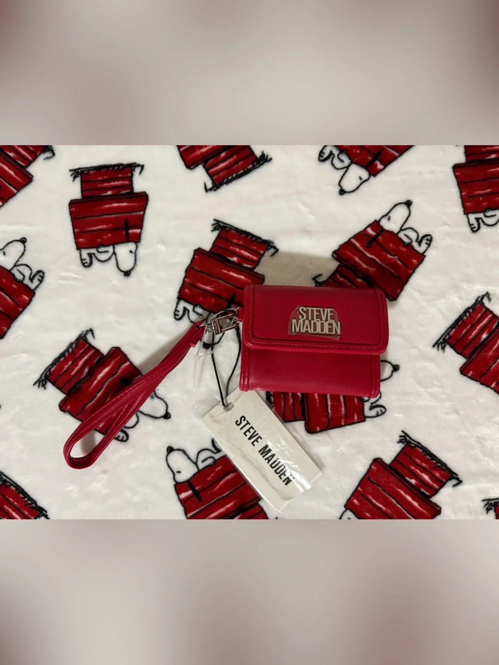 Steve Madden Red Wristlet Wallet with Logo Plate